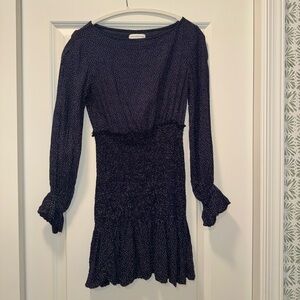 Urban Outfitters Blue Ruched Sheath Dress with Bishop Sleeves